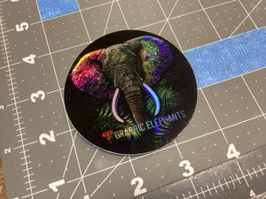 Graphic Elephant Holographic Sticker 3"